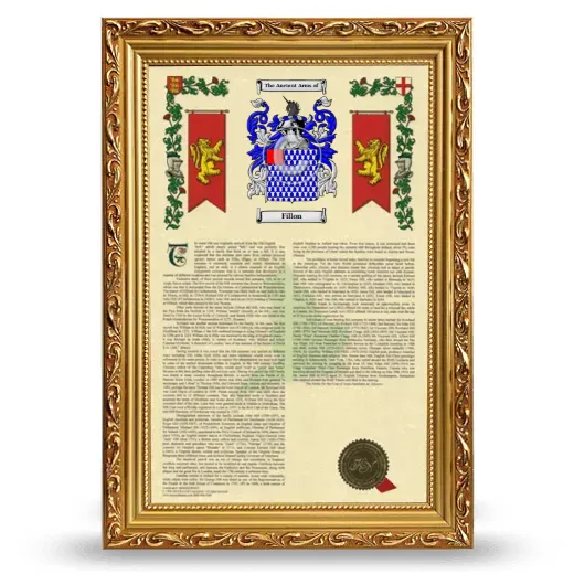 Fillon Armorial History Framed - Gold