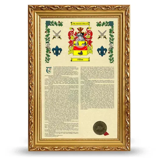 Fillon Armorial History Framed - Gold