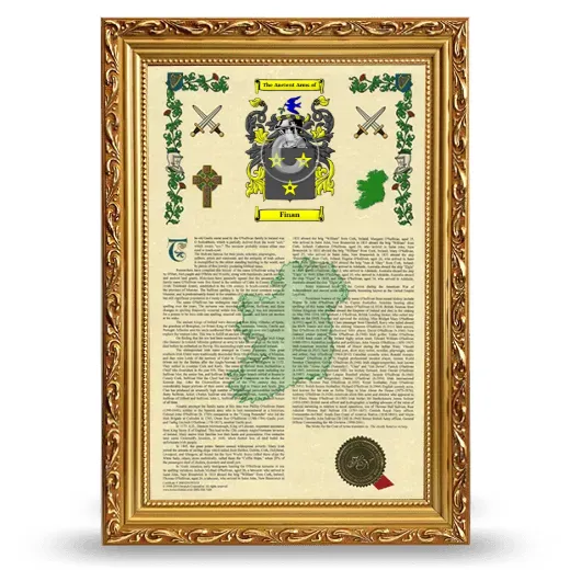 Finan Armorial History Framed - Gold