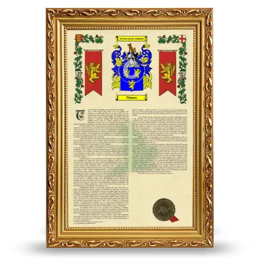 Finnes Armorial History Framed - Gold