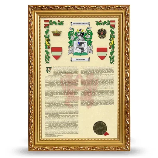 Firestone Armorial History Framed - Gold