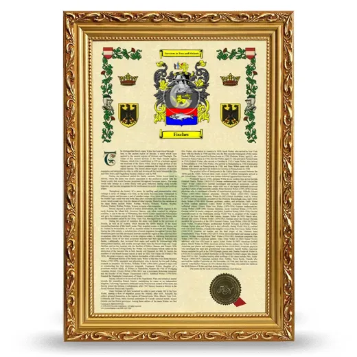 Fischer Armorial History Framed - Gold