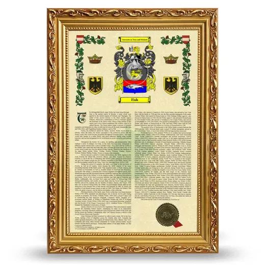 Fish Armorial History Framed - Gold