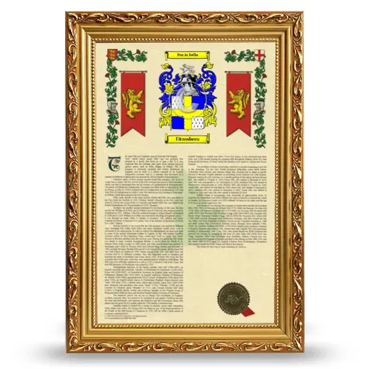 Fitzosbern Armorial History Framed - Gold