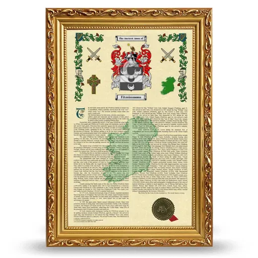 Fitzsimmons Armorial History Framed - Gold
