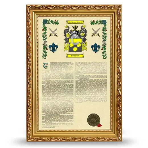 Flamend Armorial History Framed - Gold