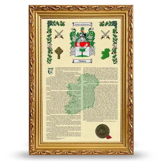 Flanery Armorial History Framed - Gold