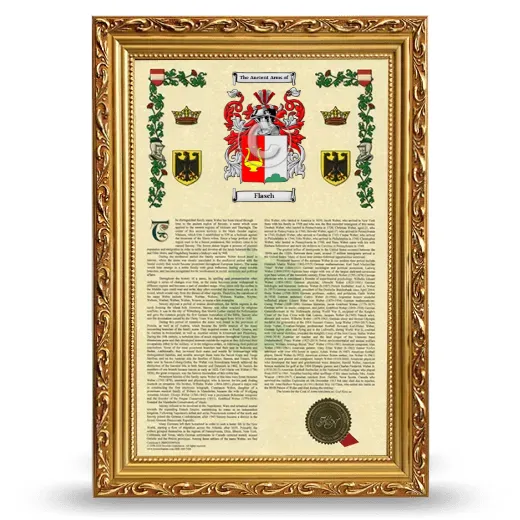 Flasch Armorial History Framed - Gold