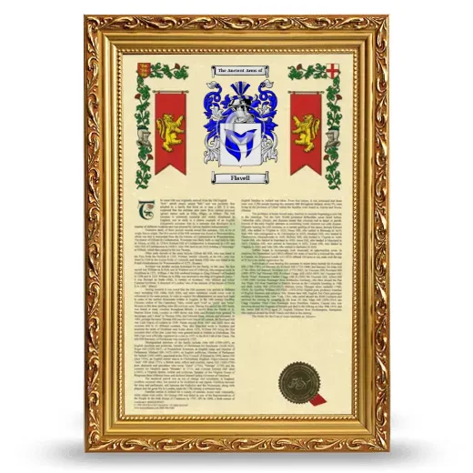 Flavell Armorial History Framed - Gold
