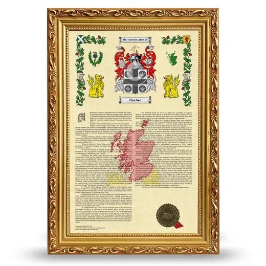 Flecher Armorial History Framed - Gold