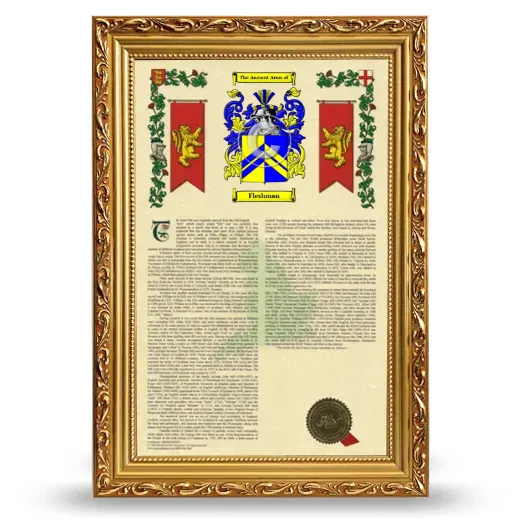 Fleshman Armorial History Framed - Gold
