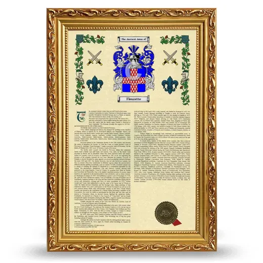 Fleurette Armorial History Framed - Gold