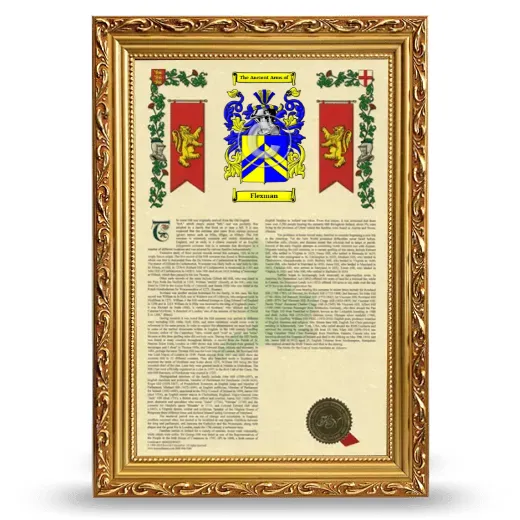 Flexman Armorial History Framed - Gold