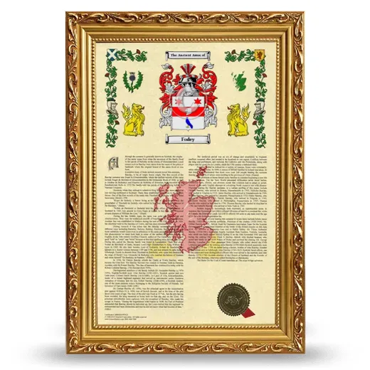 Fodey Armorial History Framed - Gold