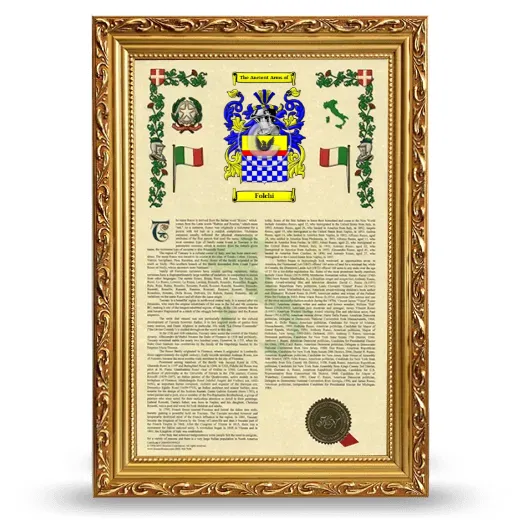 Folchi Armorial History Framed - Gold
