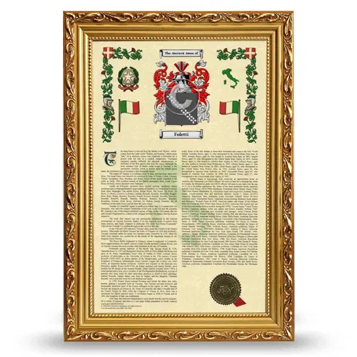 Foletti Armorial History Framed - Gold