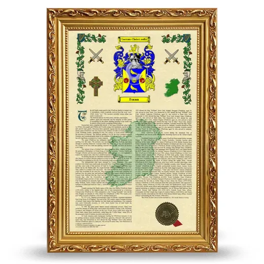 Foran Armorial History Framed - Gold