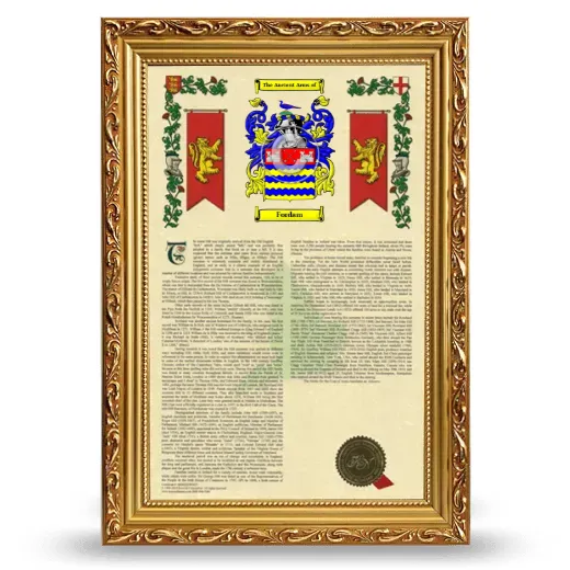 Fordam Armorial History Framed - Gold