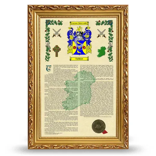 Forhent Armorial History Framed - Gold
