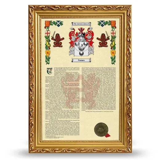 Fornes Armorial History Framed - Gold