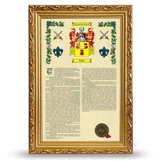 Fosse Armorial History Framed - Gold