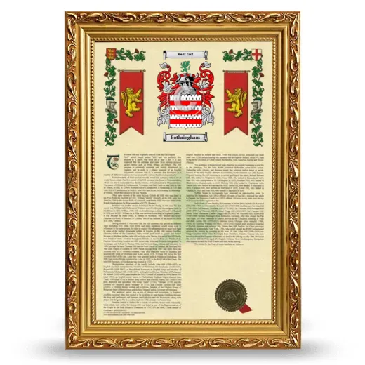 Fothringham Armorial History Framed - Gold