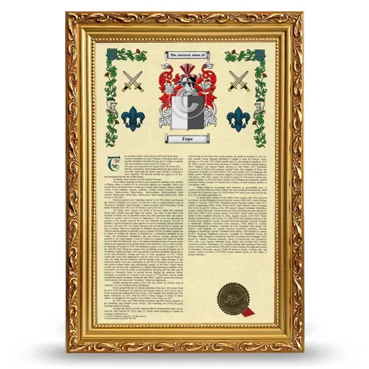 Foye Armorial History Framed - Gold