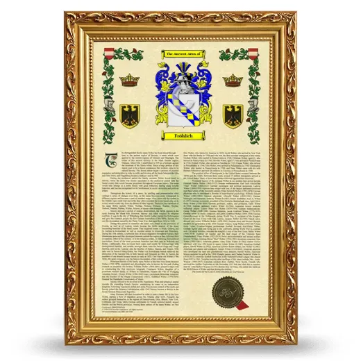 Fröhlich Armorial History Framed - Gold