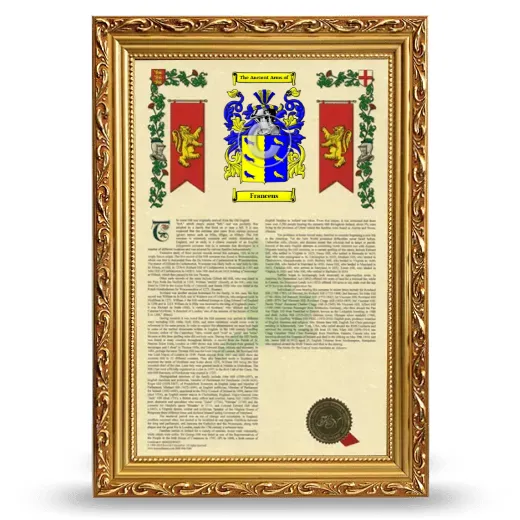 Francens Armorial History Framed - Gold