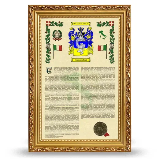 Franceschini Armorial History Framed - Gold