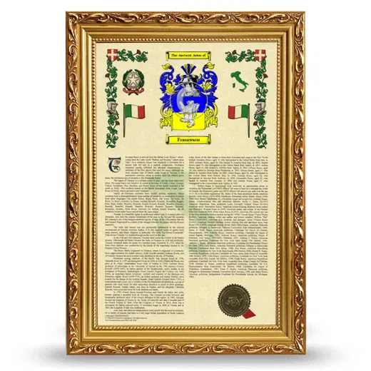 Francesco Armorial History Framed - Gold