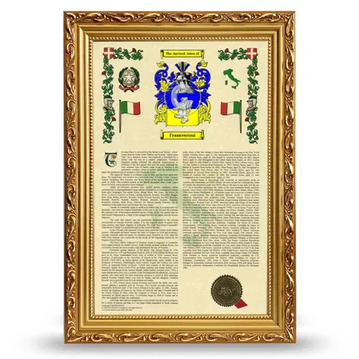 Francesconi Armorial History Framed - Gold