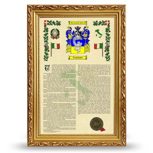 Franchetti Armorial History Framed - Gold
