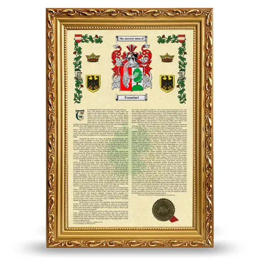 Francisci Armorial History Framed - Gold