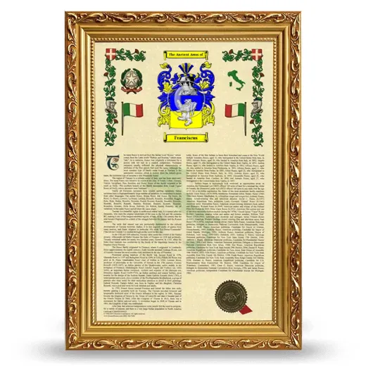 Franciscus Armorial History Framed - Gold
