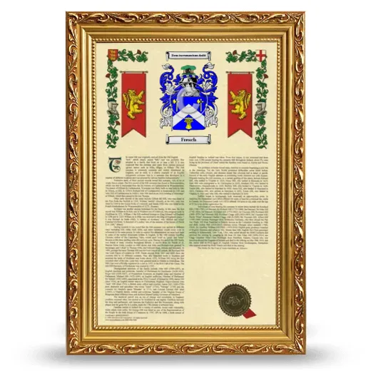 Freach Armorial History Framed - Gold