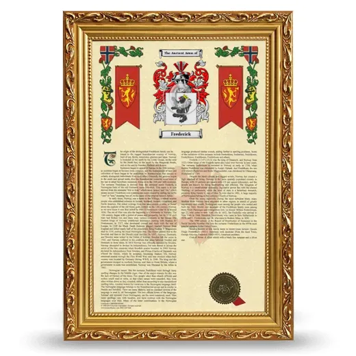 Frederick Armorial History Framed - Gold