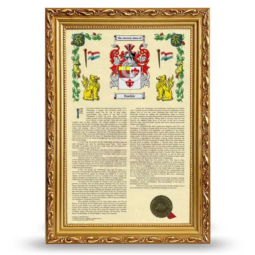 Fredric Armorial History Framed - Gold