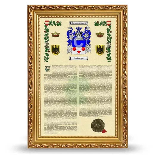 Freiburger Armorial History Framed - Gold