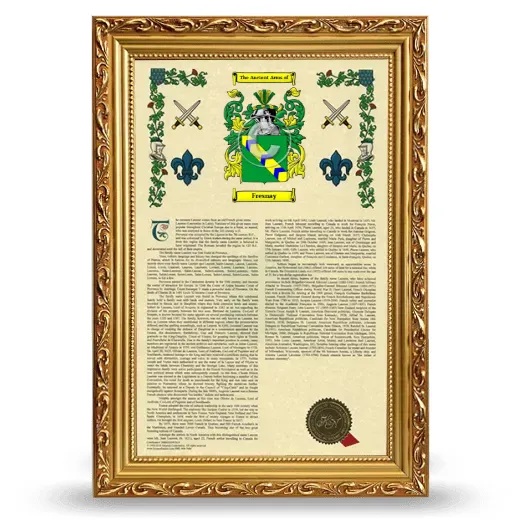 Fresnay Armorial History Framed - Gold