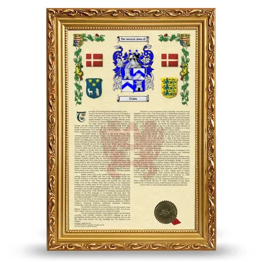Fries Armorial History Framed - Gold