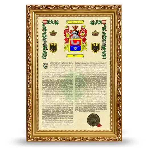 Fritz Armorial History Framed - Gold