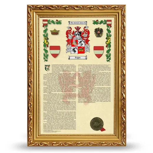 Fuges Armorial History Framed - Gold