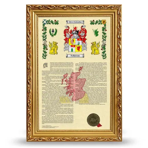Fulkerson Armorial History Framed - Gold