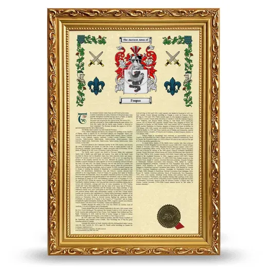 Fuqua Armorial History Framed - Gold