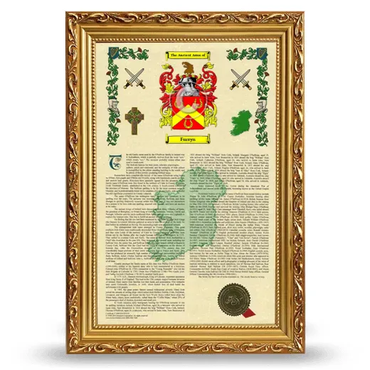 Furryn Armorial History Framed - Gold