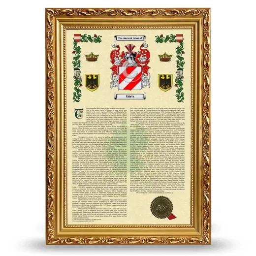 Görts Armorial History Framed - Gold