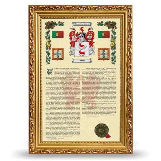 Gabral Armorial History Framed - Gold