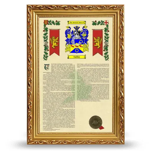 Gadlay Armorial History Framed - Gold