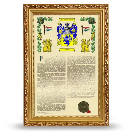 Gaed Armorial History Framed - Gold